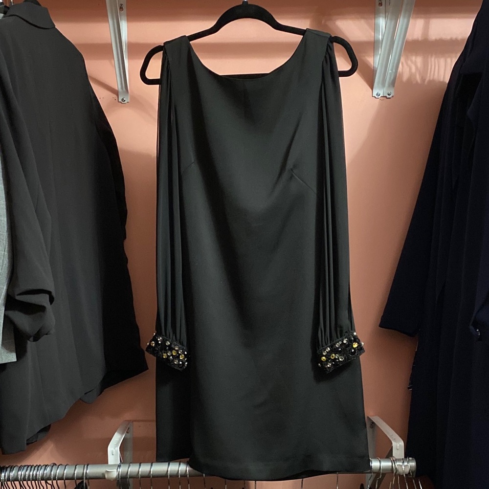 Black Satin Eliza J Dress